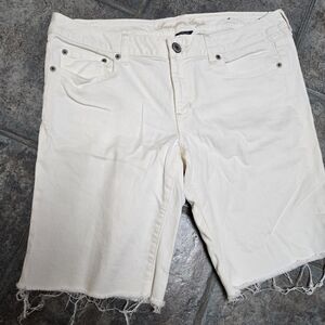 White American Eagle  Distressed Bermuda Length Denim Shorts Sz 12